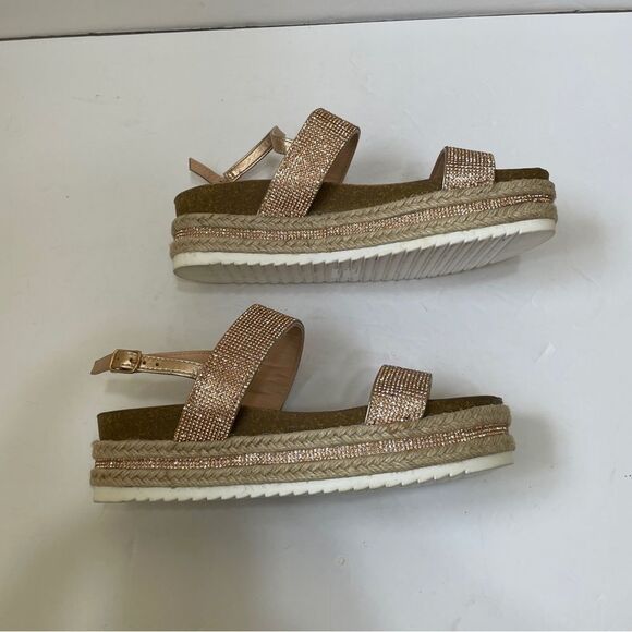 MADDEN GIRL GLITZIE PLATFORM SANDALS IN GOLD GLITTER - Picture 4 of 7